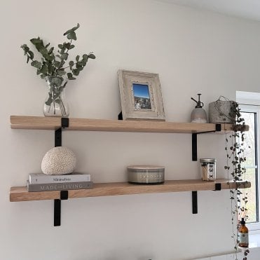 Solid Oak Shelf with Down Brackets