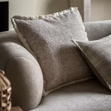 Stone Boucle Fringe Cushion