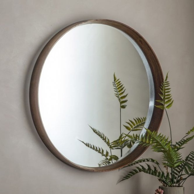 Walnut Round Mirror