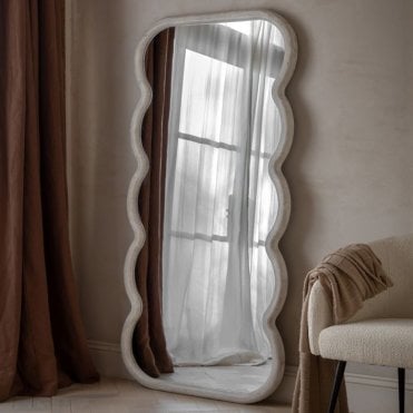 White Curved Floor Mirror