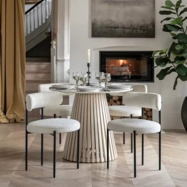 White Marble Flutted Round Dining Table