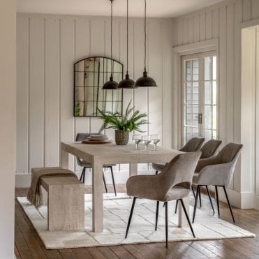 Whitewash Solid Wood Dining Table